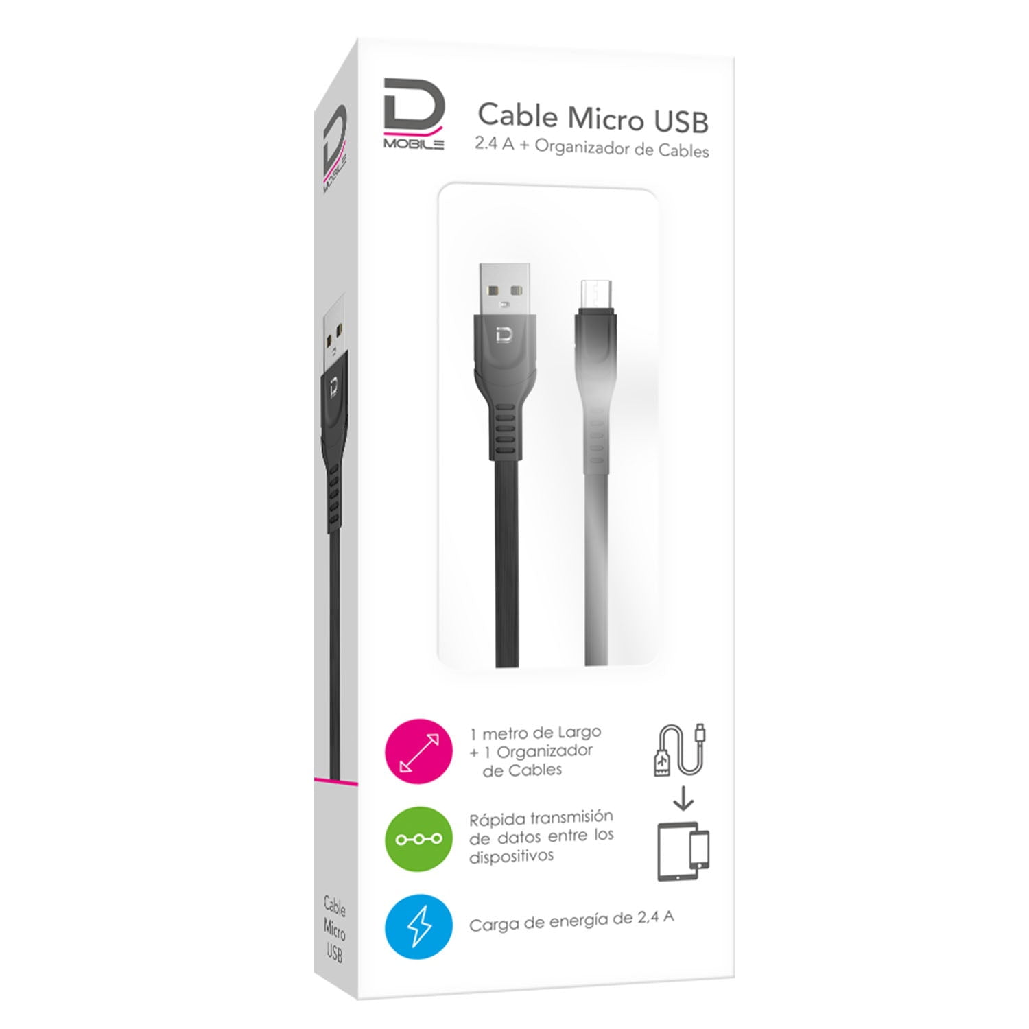 Datacom - Cable Microusb 1.5a Negro 1 Metro Pronobel