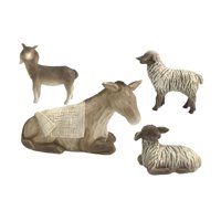 Magideal - 4 Figuras De Animales Con Temática De Animales, Juego De Belén, Regalo De Decoración, Figura Pintada A Mano Para Mesita De Noche, Inauguración De La