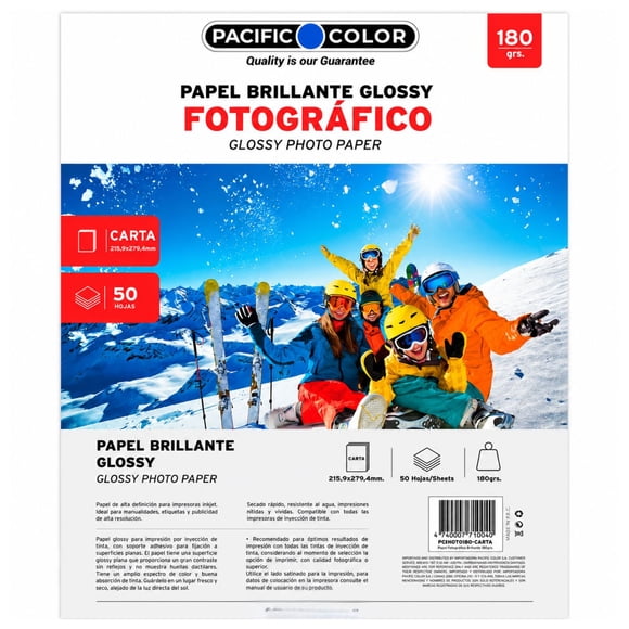 Papel Fotográfico Glossy Carta 180g 50 Hojas Inkjet - PS