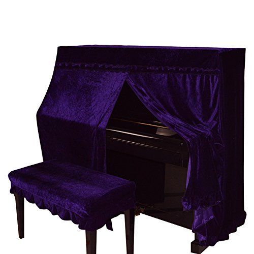 Funda para piano Omonic 118‑131 cm púrpura de peluche con macramé