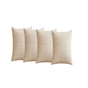 Genérico - Set De 4 Fundas De Cojin Terciopelo Grid 45X45 Beige