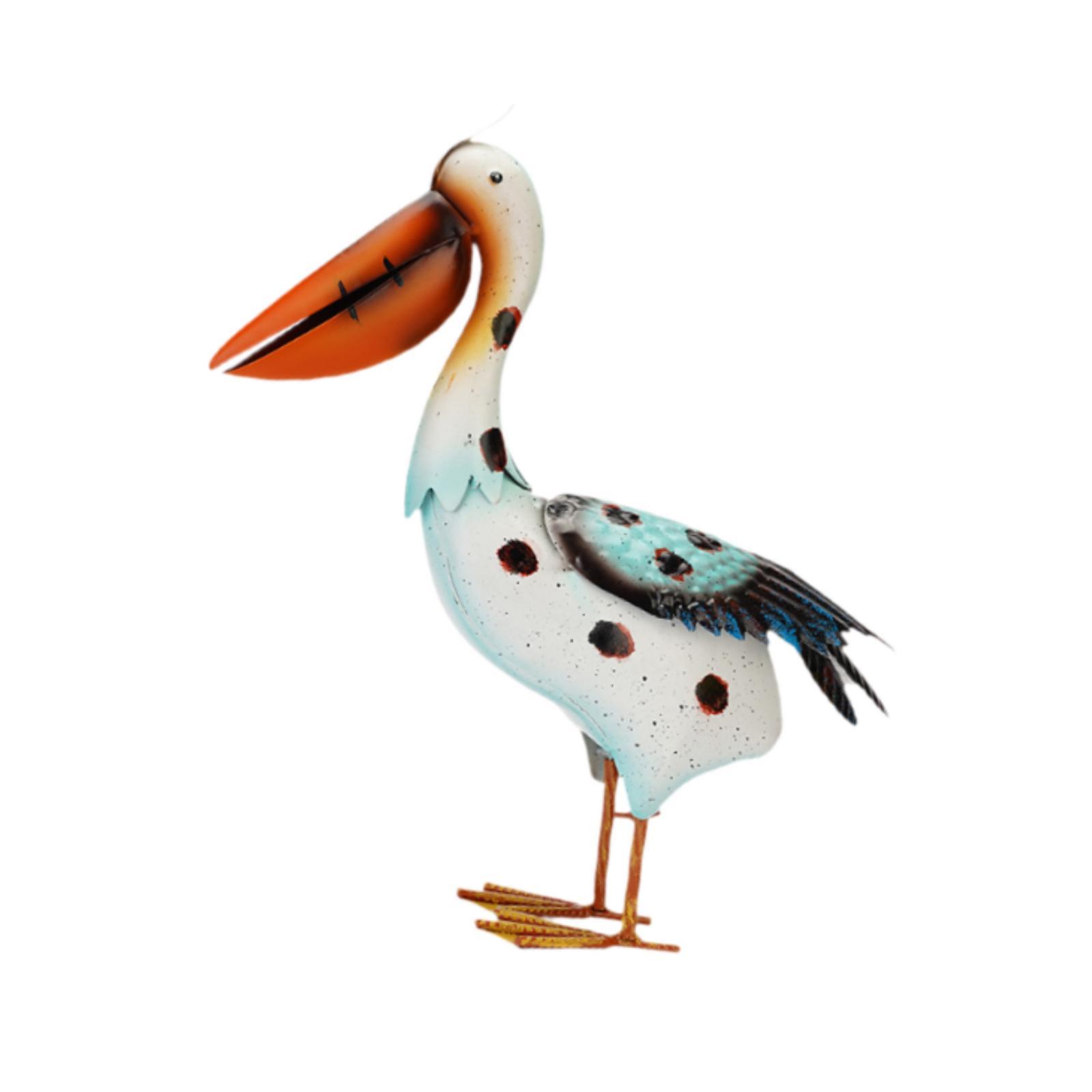 Ioensy - Estatua De Pelícano De Hierro, Escultura De Jardín De Imitación Para Césped, Parterre Y Estanque.