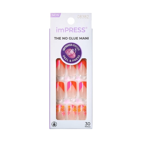 Press-On Nails KISS Impress No Glue Mani Medium Coffin Red