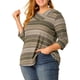 thumbnail image 4 of Agnes Orinda Conjuntos de Halloween para Mujeres Tallas Grandes Tops de Escuela Universitaria Manga 3/4 Blusa Casual Elegante de Punto a Rayas Cuello Asimétrico Camiseta de Moda 5X Verde, 4 of 8