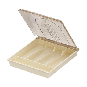 Magideal - Bandeja Para Cubiertos Bandeja Para Cubiertos Para Cajón Organizador De Cajones De Dormitorio Bandeja De Gran Capacidad Para Utensilios De Cocina Para Con Tapa Marrón