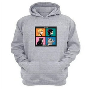 Genérico - Polerón Canguro Demon Slayer Gris Claro Talla Xs Unisex