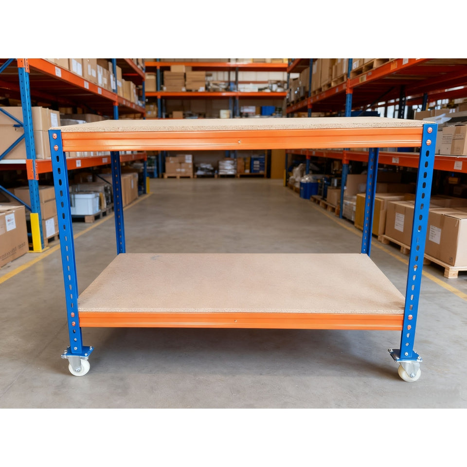 Topmarket - Mesa De Trabajo Metálica Con Ruedas - 2 Niveles Reforzados