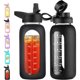 thumbnail image 1 of Botella de Agua de Vidrio CIVAGO con Bombilla y 2 Tapas, 1 of 3