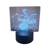 Lelumania - Lampara Ilusion 3D Baterista De 7 Colores, Base Touch