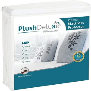 Plushdeluxe - Protector De Colchón Plush Deluxe Twin De Algodón Impermeable