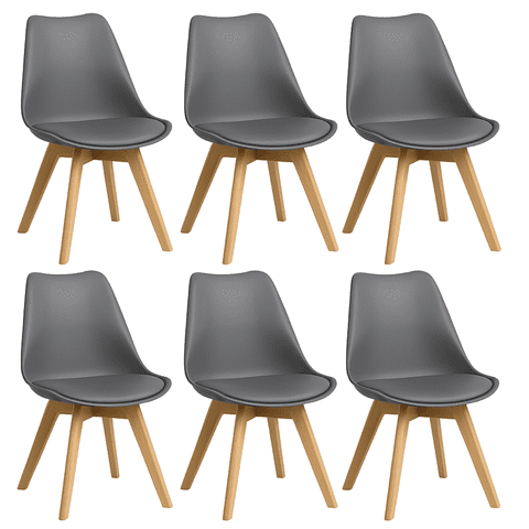 Moboi - Pack 6 Sillas Eames Acolchada Gris