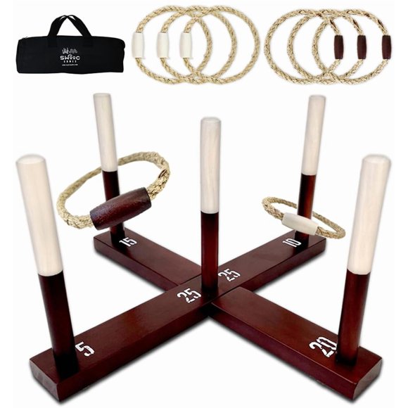 Juego de lanzar anillos SWOOC Games Rustic All Weather con juegos adicionales