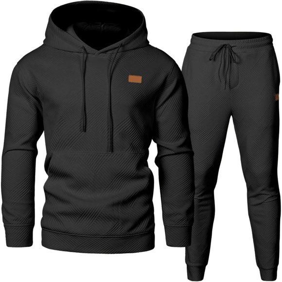JMIERR Men's 2 Piece Hoodie Jogger Set Textured Knit Sweatsuit