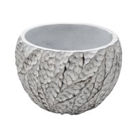 Fliperex - Macetero Maceta Acabado Cemento Relieve Hojas Blanco L