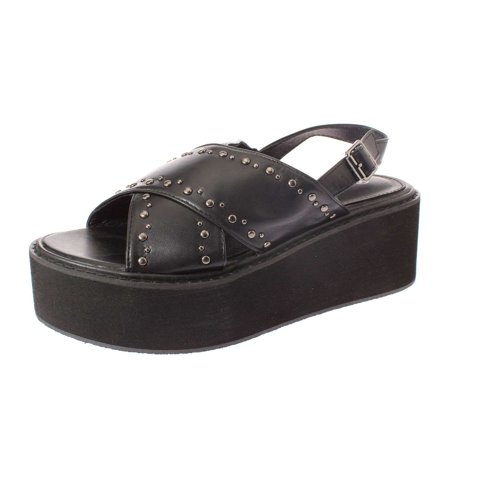 Sandalia Plataforma Negro Vía Franca