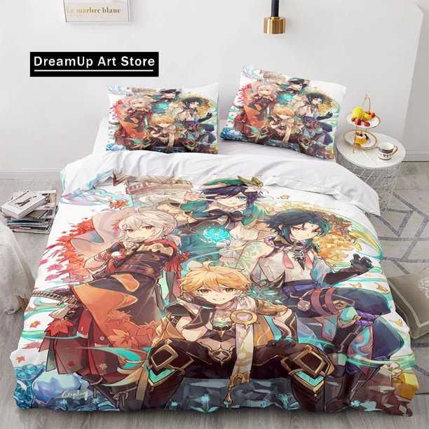 Game Genshin Impact Comforter Bedding Sets Quilt Bed Cover Duvetcover Pillow Case Sets Kids Adult