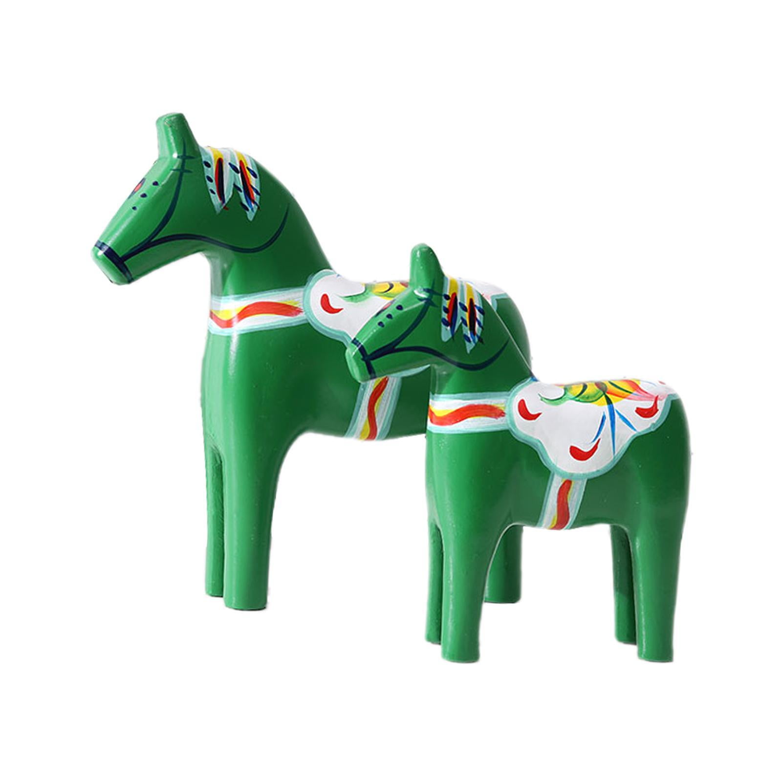 Bothyi - 2 Estatuas De Caballos De Madera De Dalecarlian Para Decorar, Novedosas, De Color Verde