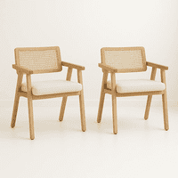 Klik Muebles - Pack De 2 Sitiales Acolchado Chandigarh Butaca Rattan - Madera