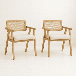Klik Muebles - Pack De 2 Sitiales Acolchado Chandigarh Butaca Rattan - Madera