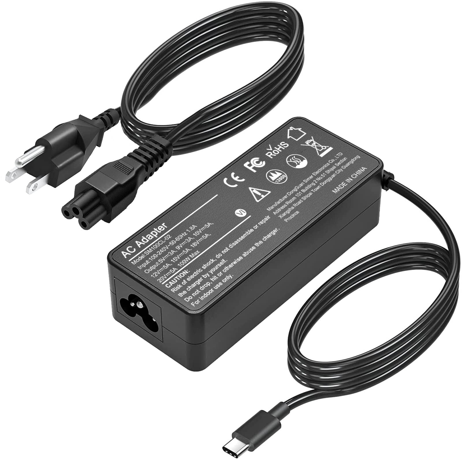 Elecbrain - Cargador Adaptador De Corriente Usb-c De 100 W Para Mac Book Pro/air 16 15