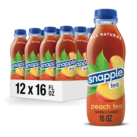 Botellas de plástico recicladas Tea Snapple Peach de 473 ml, paquete de 12