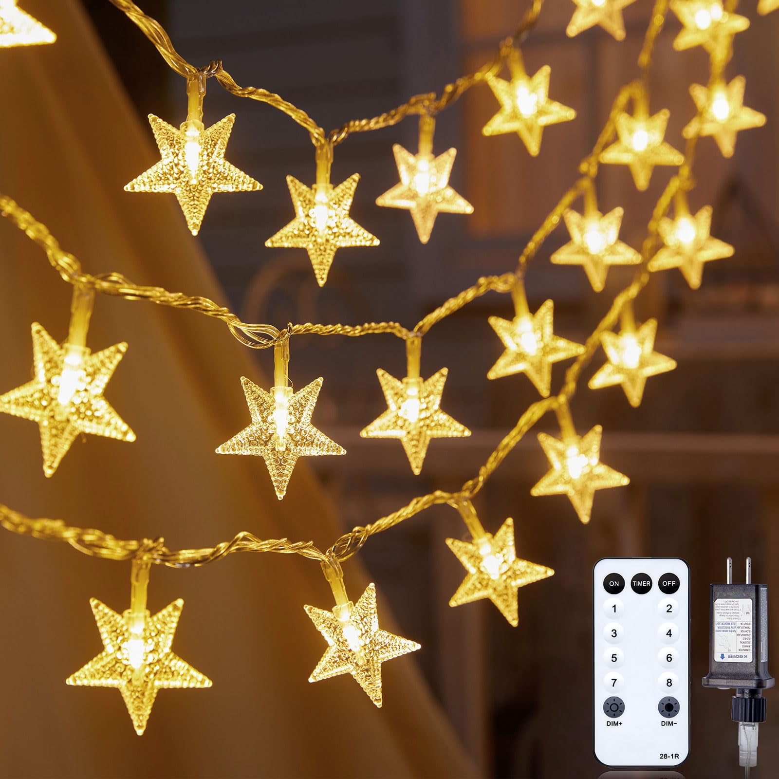 Cadena De Luces Minetom, 10 M, 100 Led, Con Mando A Distancia Y Temporizador
