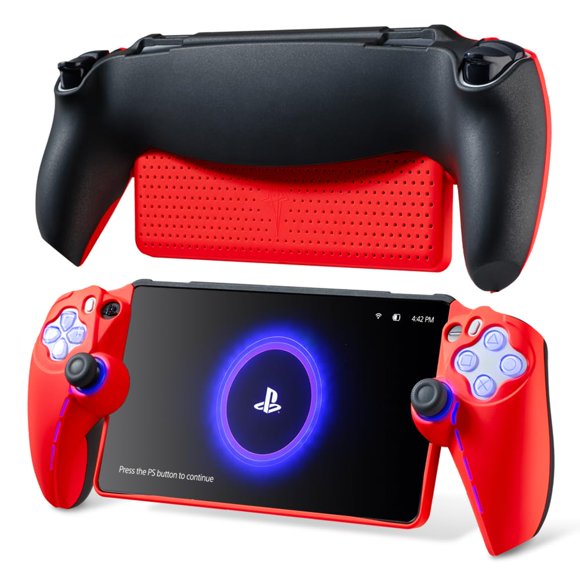 Funda UYIYE para PlayStation Portal Rojo y Negro con agarre suave al tacto