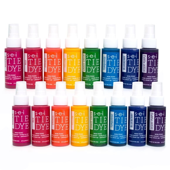 Kit de teñido tie-dye S·E·I de 16 piezas con spray premezclado a base de agua