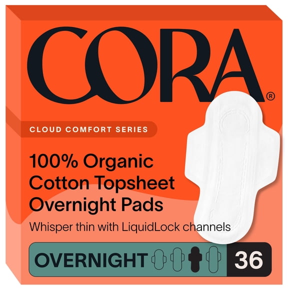 Almohadillas sanitarias Cora, ultrafinas, 100% algodón orgánico (36 unidades)