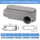 thumbnail image 2 of Cuerpo de conduit CKVIHAV tipo LL de PVC rígido de 1.5 cm con tapa, gris, paquete de 2, 2 of 7