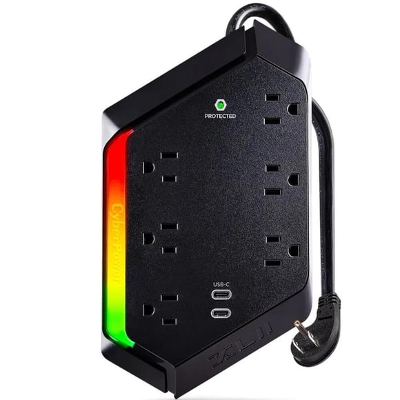 Protector contra sobretensiones CyberPower GXS604C2, 6 tomas, 2 USB-C, 1,2 m