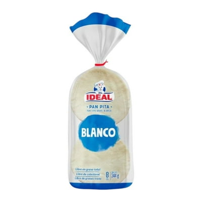 Pan Pita Blanco 8 Un 344 G Ideal