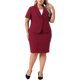 thumbnail image 1 of Agnes Orinda Conjunto de Traje de Negocios para Oficina de Mujer Talla Grande de 2 Piezas con Blazer de Manga Corta y Falda Lápiz con Botón 2X Burdeos, 1 of 8