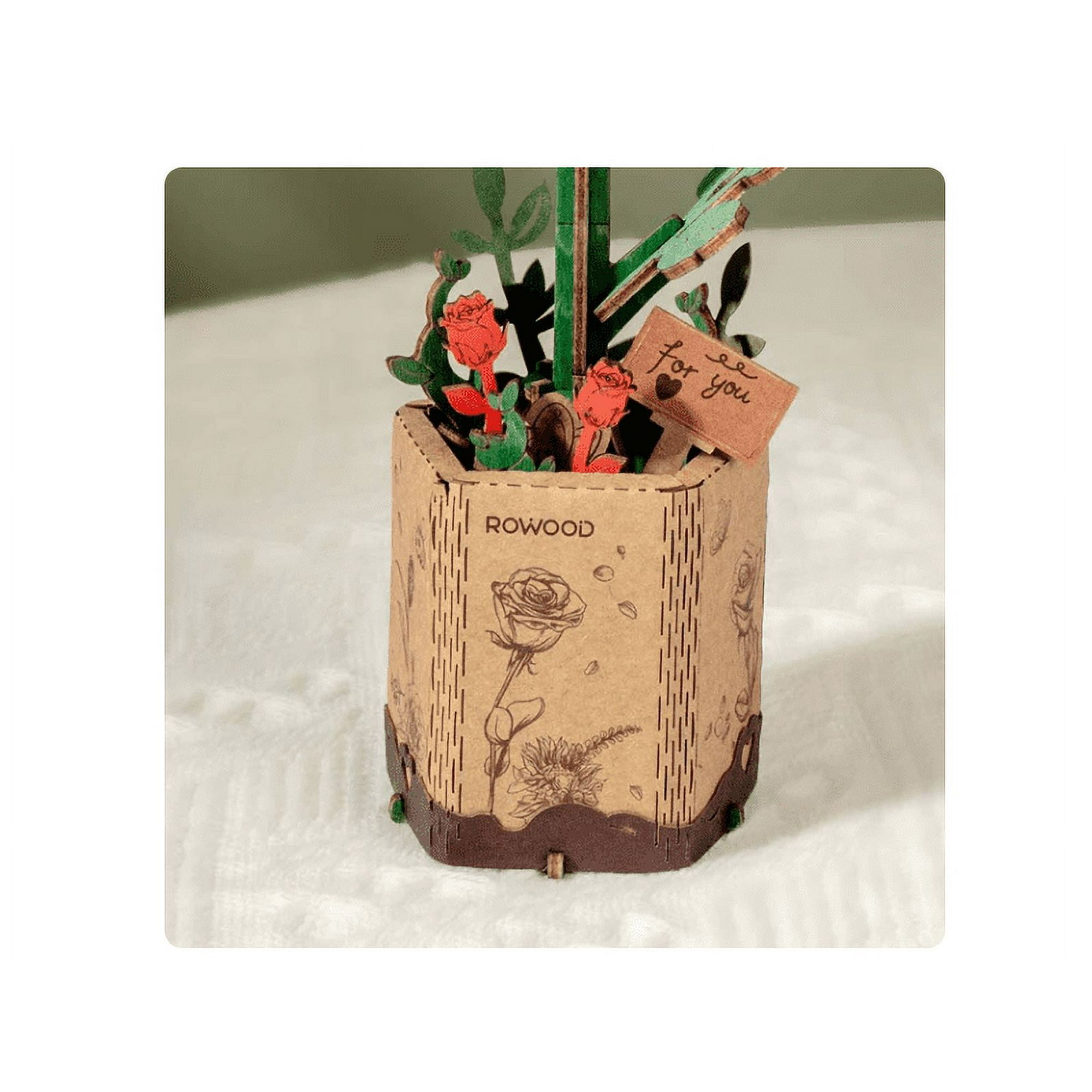 Genérico - Flor De Rosa Roja De Madera