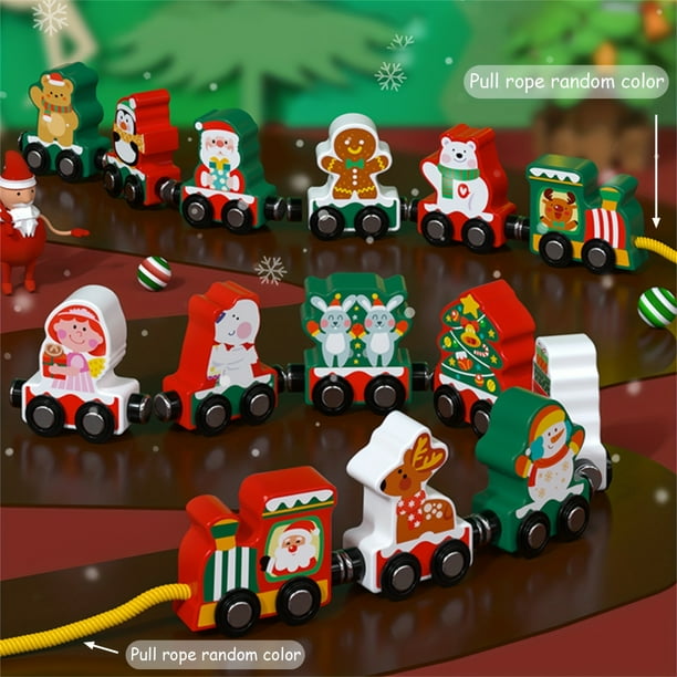 11/14pcs Dinosaur Train Toys With Number, Wooden Train Set Magnetic Train Car For Kids, Montessori Educational Toys Wooden Train Cars For Toddlers Birthday Model Trains Gift