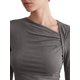 thumbnail image 5 of INSPIRA CHIC Tops de cuello asimétrico para mujeres, blusas ajustadas de manga larga casual Y2K para salir, talla S, gris, 5 of 6