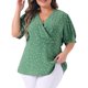 thumbnail image 1 of Agnes Orinda Blusa de Mujer Talla Grande con Lunares, Cuello en V, Manga Corta, Peplum, Cruzada, Talla 2X, Verde, 1 of 6