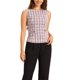 thumbnail image 1 of INSPIRE CHIC Top de Tweed para Mujer sin Mangas Cuello Redondo Estampado de Cuadros Cintura Cremallera Hebilla Espalda Blusa Tops XS Rosa Blanco, 1 of 6