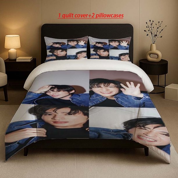 Ren Meguro Pose Collage Pattern Set Soft and Comfortable Bedding Set Suitable for All Seasons