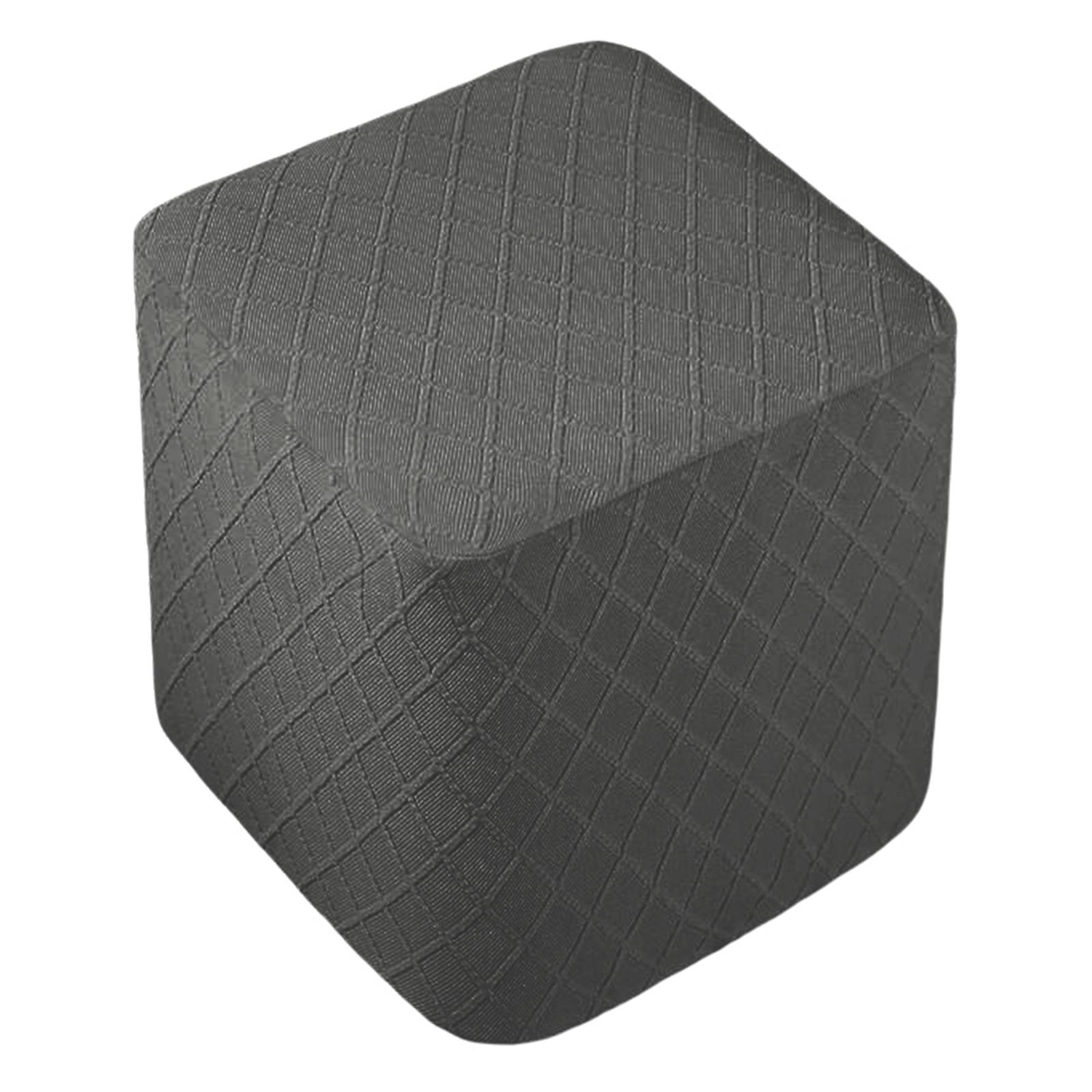 Magideal - Funda Otomana Elástica Fundas Otomanas Reposapiés Cuadrado Funda Elástica Funda Para Reposapiés Otomana, Material Jacquard A Cuadros Grueso, Tela Con Gris Oscuro