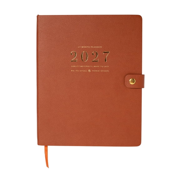 Planificador Fringe 2027 de 17 meses - Tono Cognac - Estampado Clásico