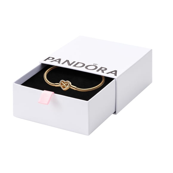 Pulsera PANDORA 19 cm Corazón Infinito Chapada en Oro