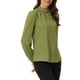 thumbnail image 4 of INSPIRE CHIC Blusa de Mujer con Cuello Alto, Pliegues, Botón de Ojal y Botón, Talla L, Verde Aguacate, 4 of 6