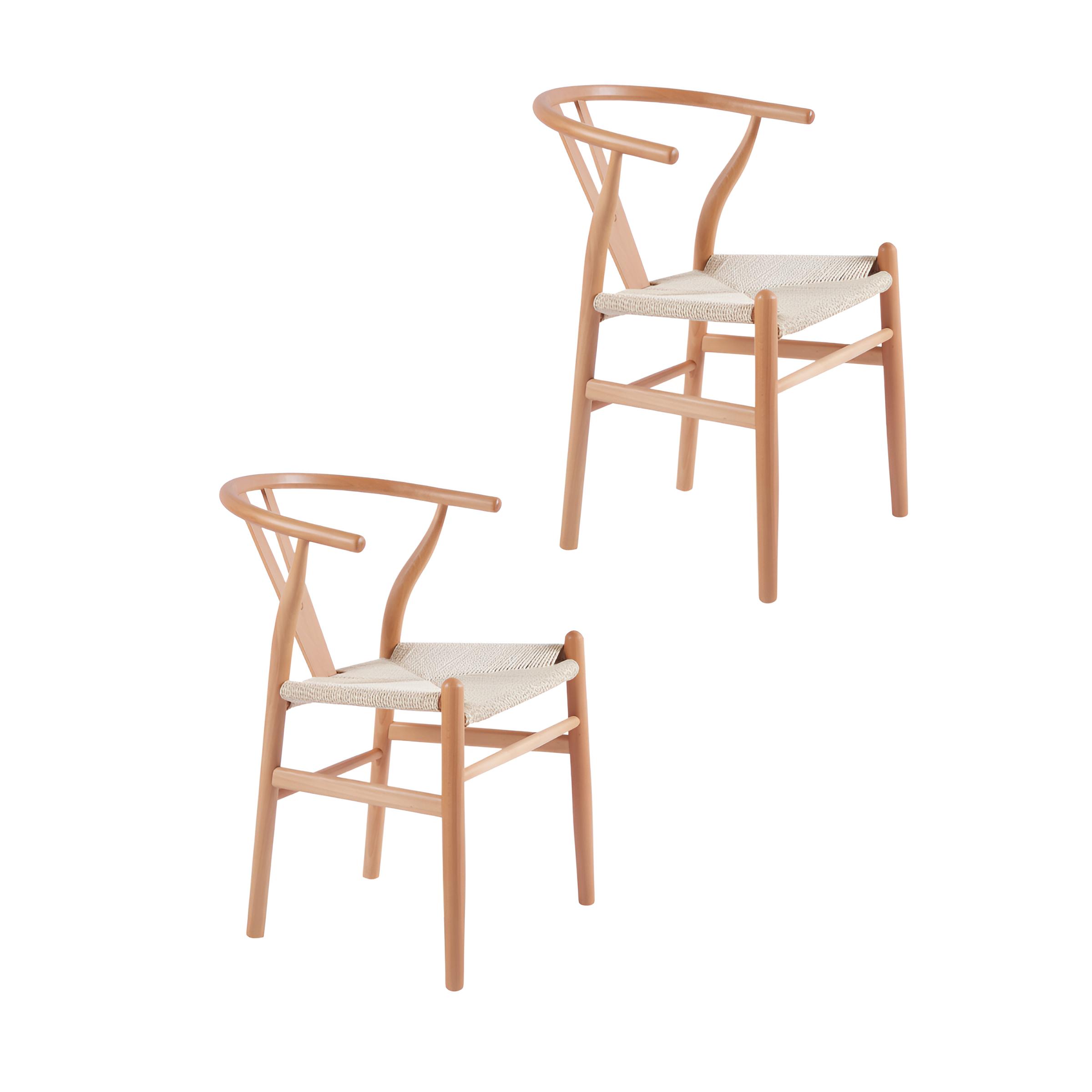 Klik Muebles - Pack 2 Sillas Wishbone Madera - Natural