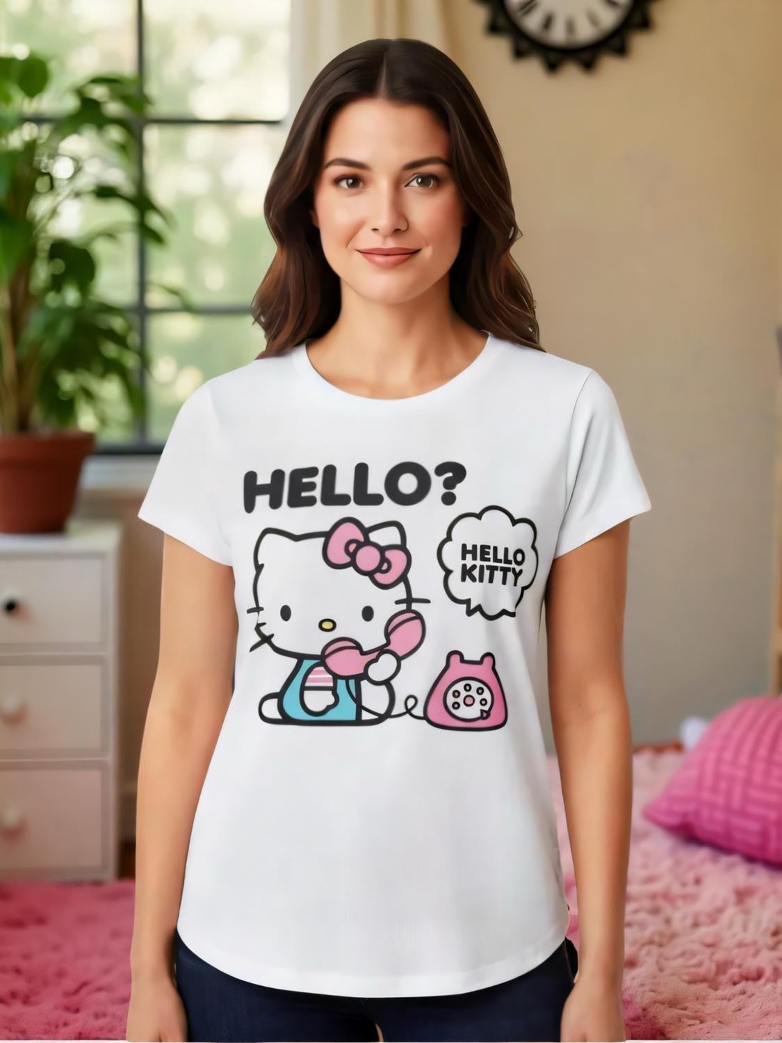 Polera Pijama Mujer Hello Kitty Blanco S