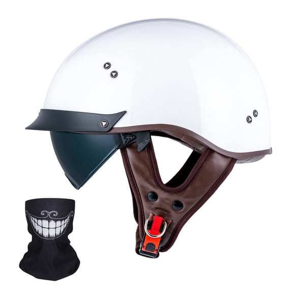 Medio casco VCOROS F07A blanco brillante aprobado por el DOT para adultos
