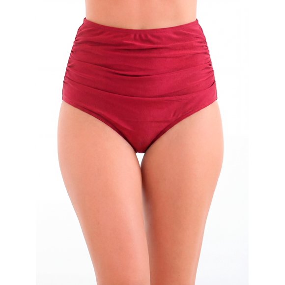 Bikini calzón pin up drapeado rojo brillante Talla M