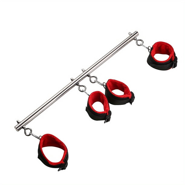 1pc Stainless Steel BDSM Bondage Set - Extendable Spreader Pole, Handcuffs, and Ankle Cuffs for Fetish Restraints and Adult Sex Toys for Couples