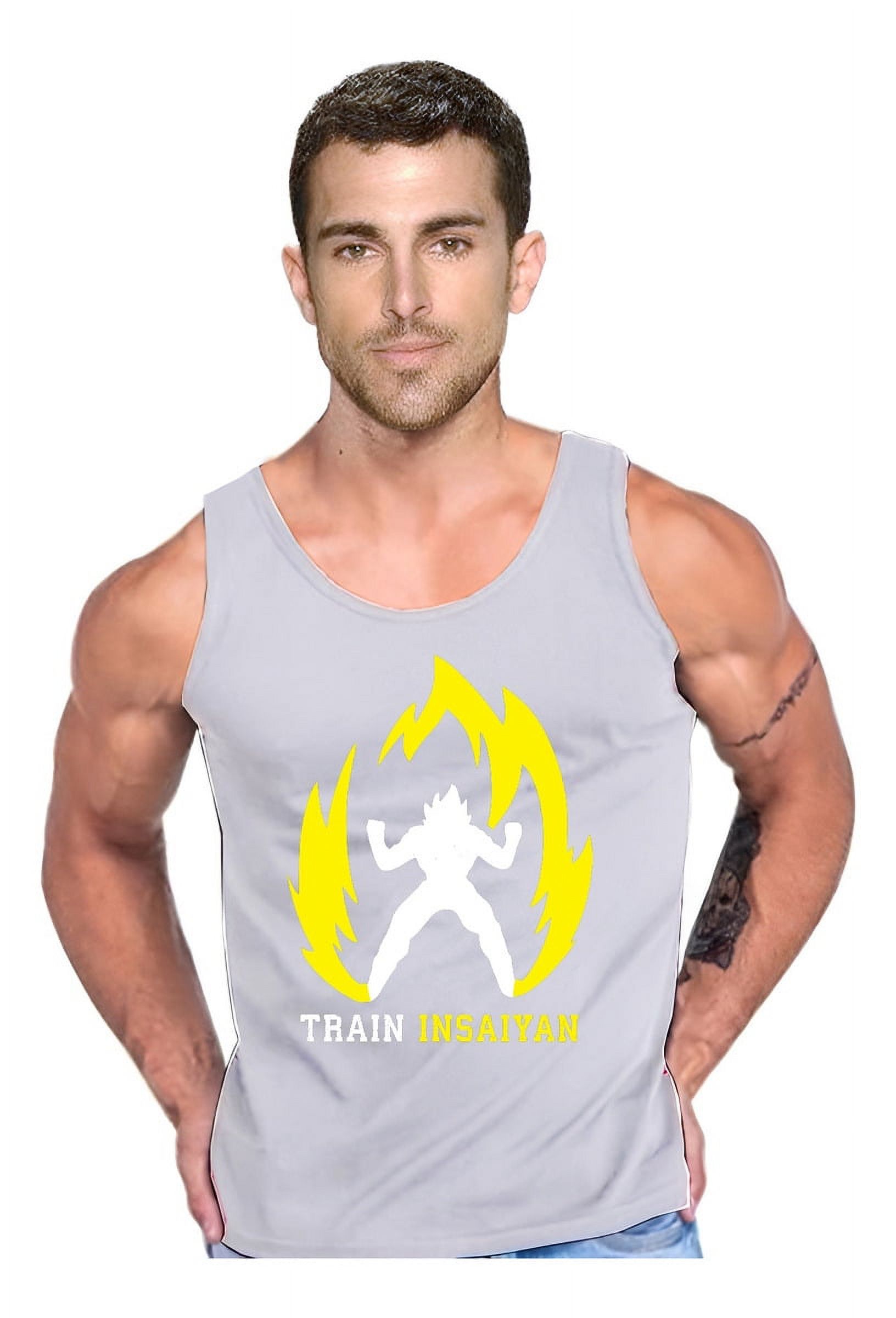 Persodesign - Polera Diseño Train Insaiyan Musculosa Tank Gym Life Talla S Gris Hombre
