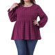 thumbnail image 1 of Agnes Orinda Trajes de Halloween para Mujeres Blusas de Tallas Grandes con Lunares Suizos, Volantes en Capas, Cuello Redondo, Manga Abullonada, Estilo Casual Babydoll 1X Rojo Púrpura, 1 of 6